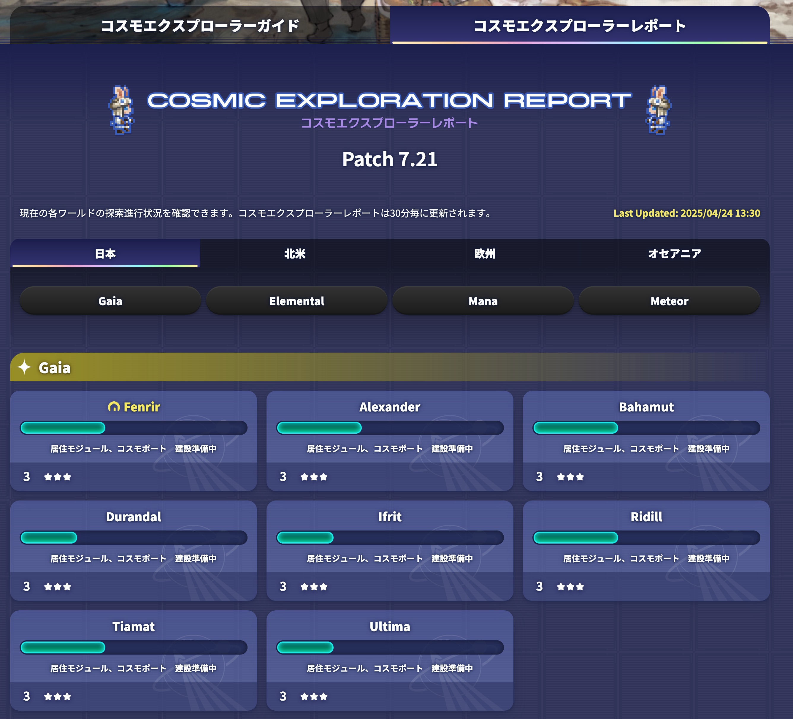 コスモエクスプローラーレポート画面
